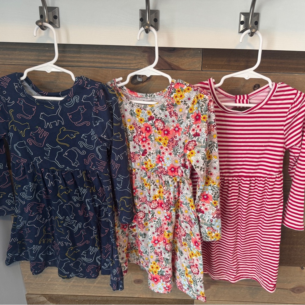 Girls Size 4T Long Sleeve Dresses Soft Stretchy Member’s Mark Lot